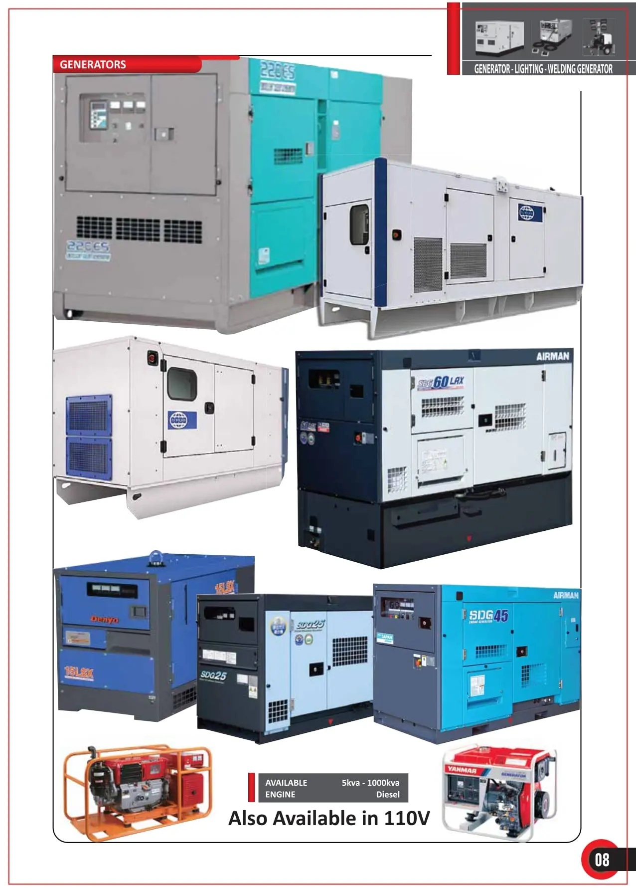 Generators 5KVA TO 1000 KVA on rental
