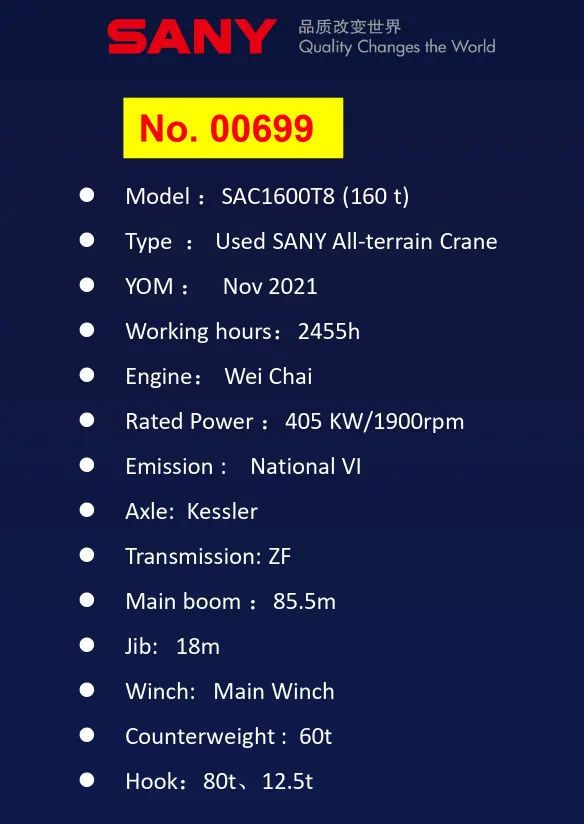 SANY Mobile crane 160t Original 2021 - 2