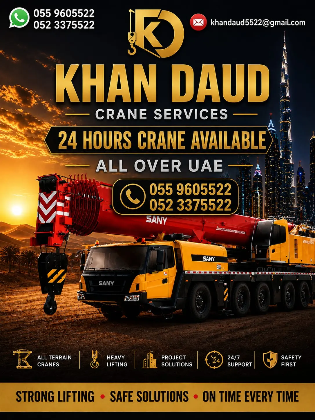 50 Ton mobile crane For Rent in Dubai.