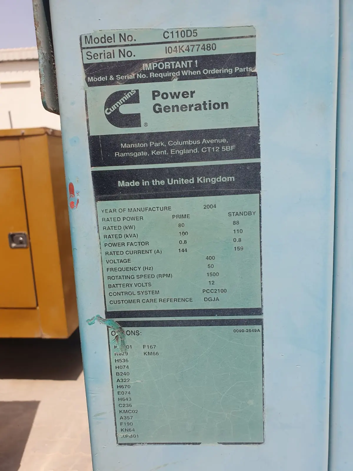 Generators Cummins 110Kva Model Year 2004 - 3