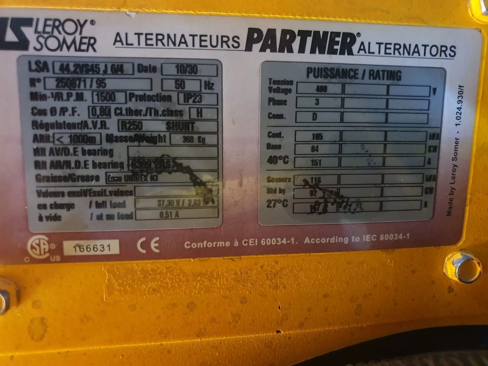 PERKINS Generators 105 Kva Model Year 2010