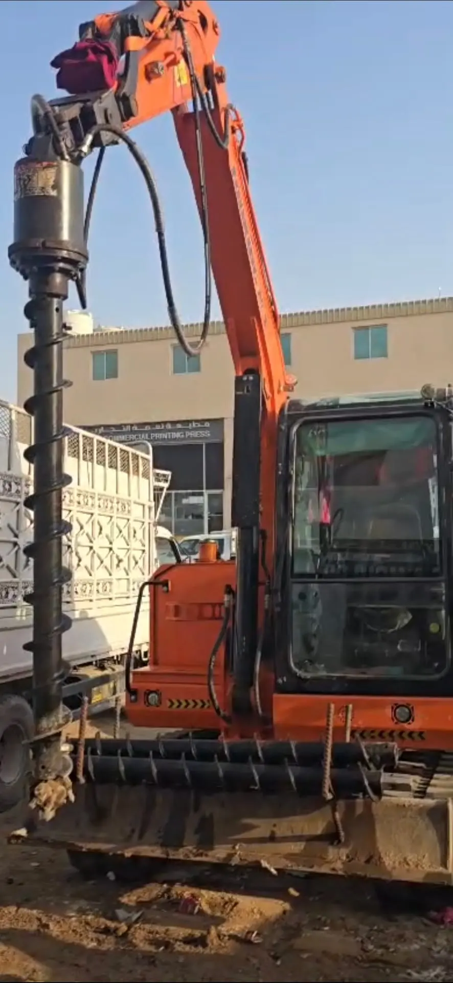 Tracked Excavator with Auger Attachment for Rent - 3